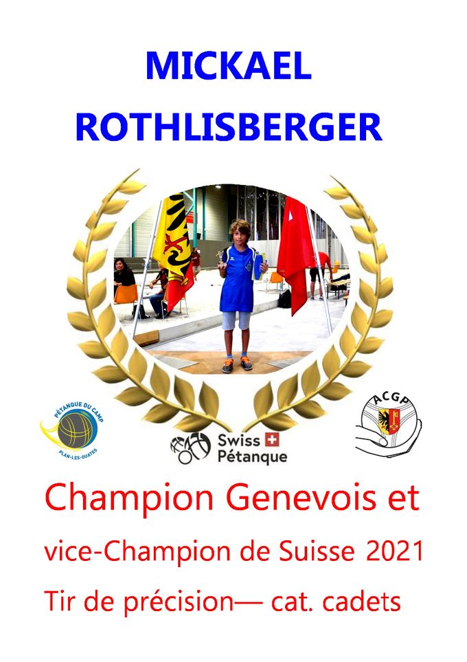 Mickael Rothlisberger - Champion genevois et Vice-Champion de Suisse 2021 - cat. cadets
